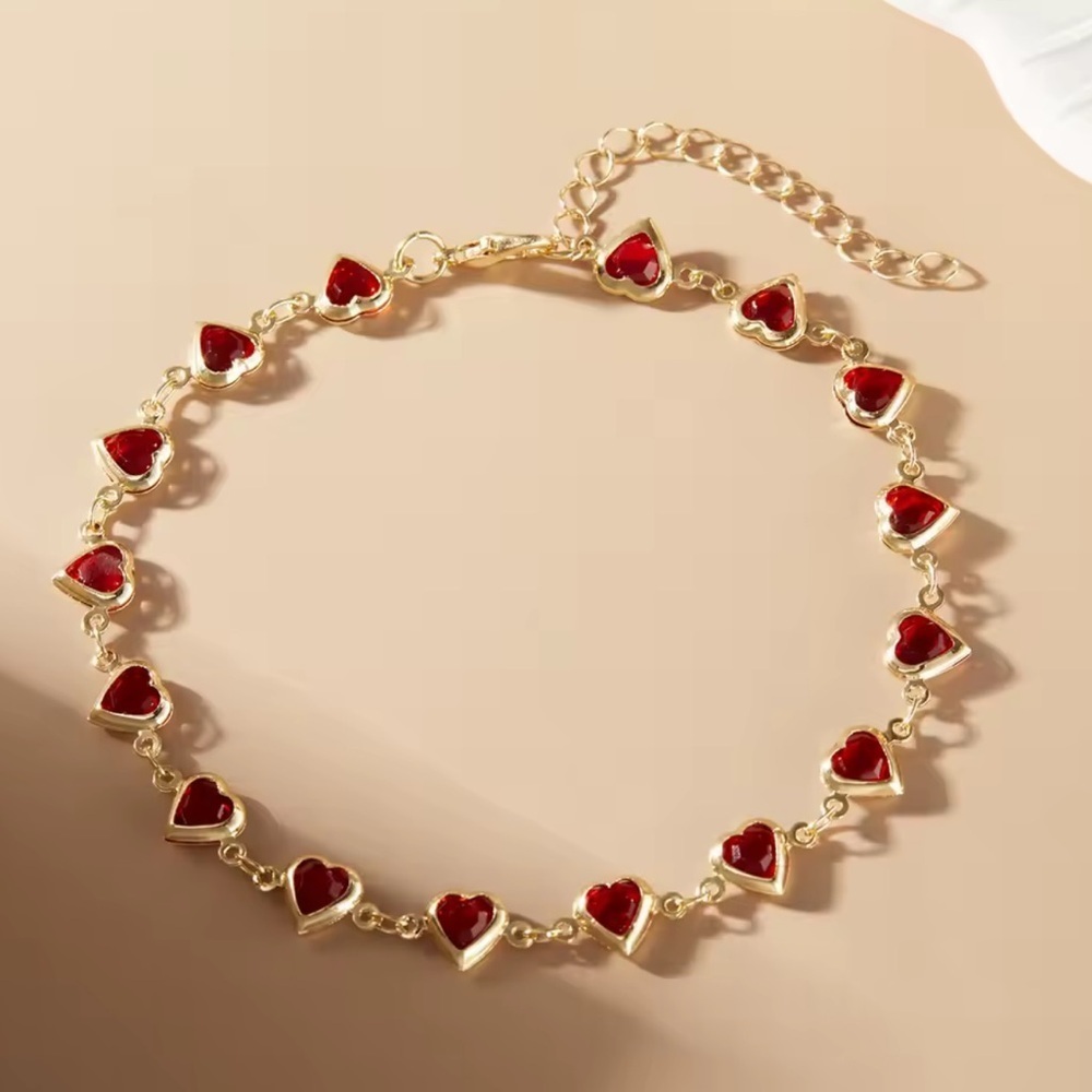 NEW! Bracelet Heart crystal colorful. Red Heart bracelet . B2-97